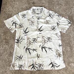 Denim & Flower White Hawaiian Shirt Medium